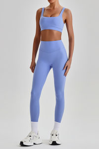 Women's Wide Strap U-neck Bra & High Waist Yoga Leggings Set