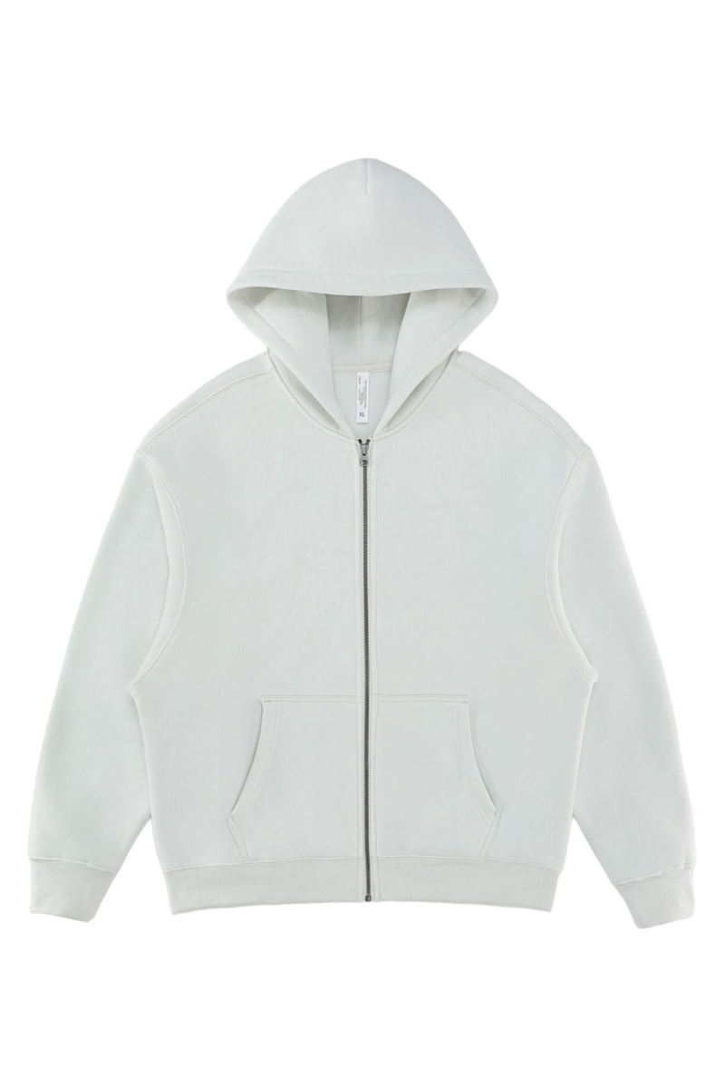 Unisex Fall 350G  Fleece Zip Up Relaxed  Solid Jacket