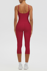 Women's Athletic Tank Top & High Waist Capri Leggings Set