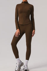 Classic long-sleeved track jacket and sports leggings 2-piece set