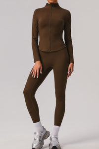 Classic long-sleeved track jacket and sports leggings 2-piece set