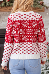 Women's Fall Christmas Snowflake Jacquard Knit Sweater