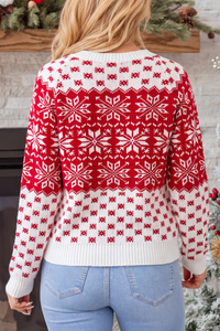 Women's Fall Christmas Snowflake Jacquard Knit Sweater