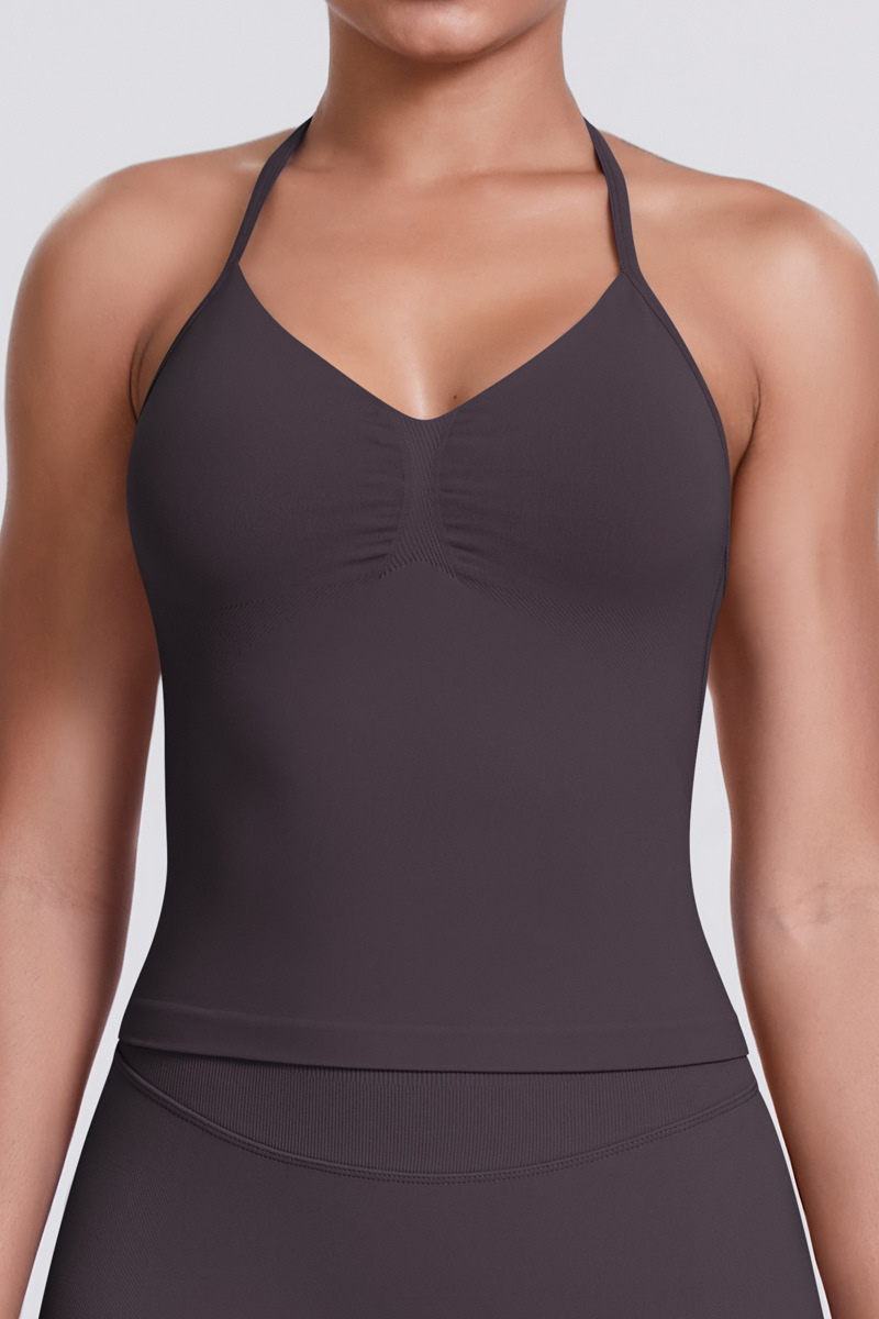 Knit Halter Sports Bra - Seamless Breathable Yoga & Workout Top