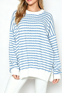Women's Loungewear Winter Wavy Stripe Oversized Sweatshirt