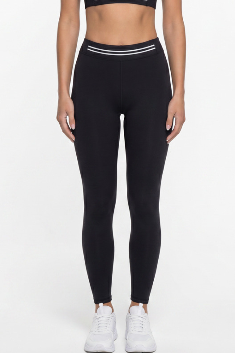 Women's High Waist Contrast Stripe Butt Lifting Yoga Leggings