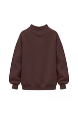 Women's Fall Solid Side-Slit Neckline Mock Neck Sweatshirt
