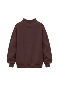 Women's Fall Solid Side-Slit Neckline Mock Neck Sweatshirt
