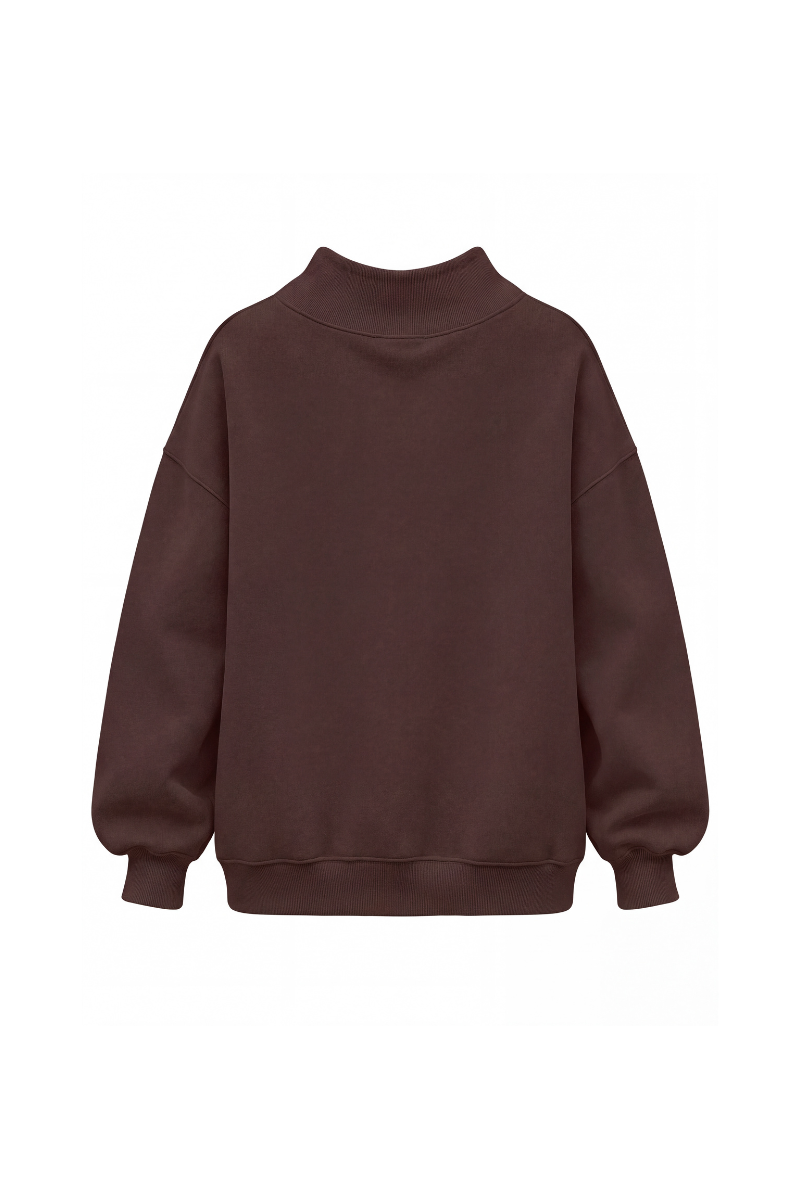 Women's Fall Solid Side-Slit Neckline Mock Neck Sweatshirt