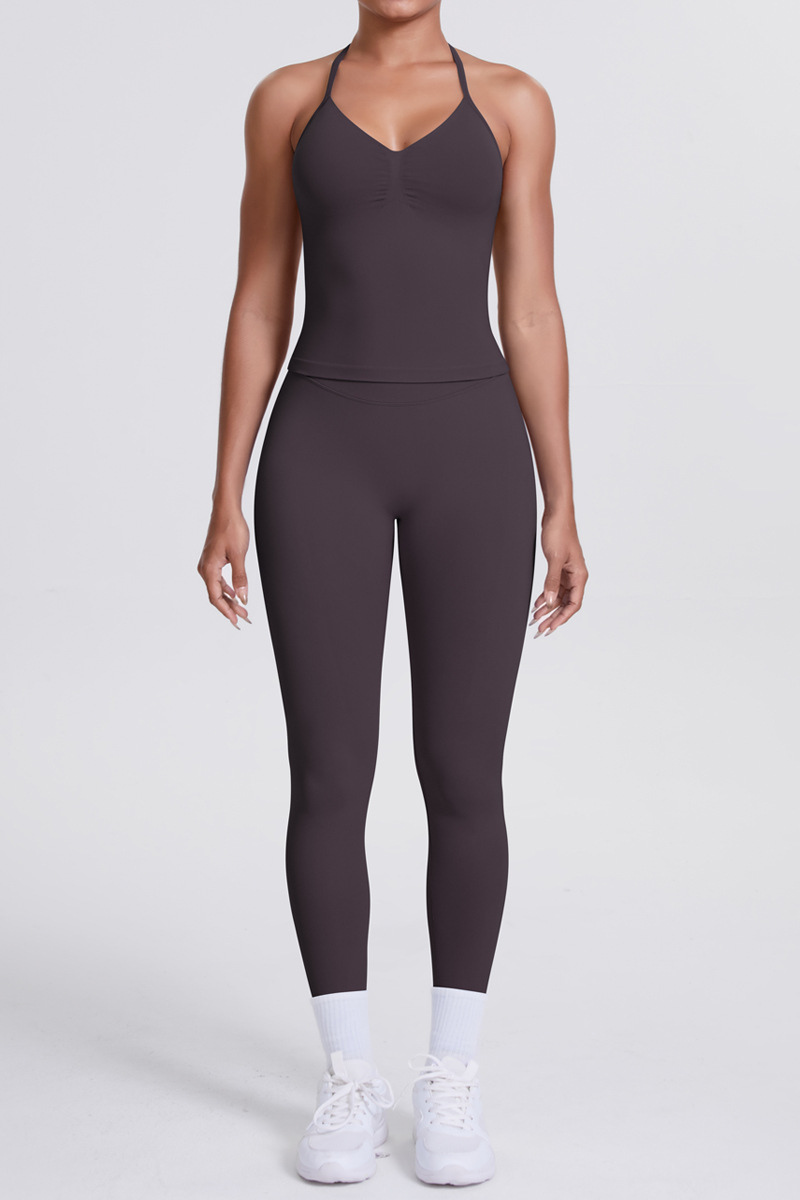 High-Waist Seamless Yoga Set - Halter Neck, Quick-Dry Fitness Outfit