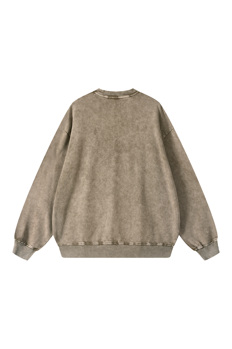 Unisex Fall 100% Cotton Snow Washed Crewneck Sweatshirt