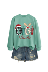 Christmas Print Crew Neck Loose Pullover Sweatshirt