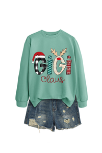 Christmas Print Crew Neck Loose Pullover Sweatshirt