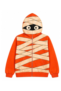 Unisex Halloween Multi Pattern Print Zip Up Hoodie