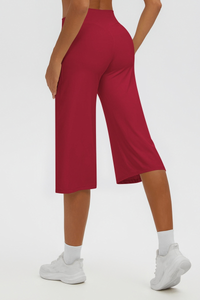 Women's Brushed Mid Waist Wide Leg Capri Yoga Pants