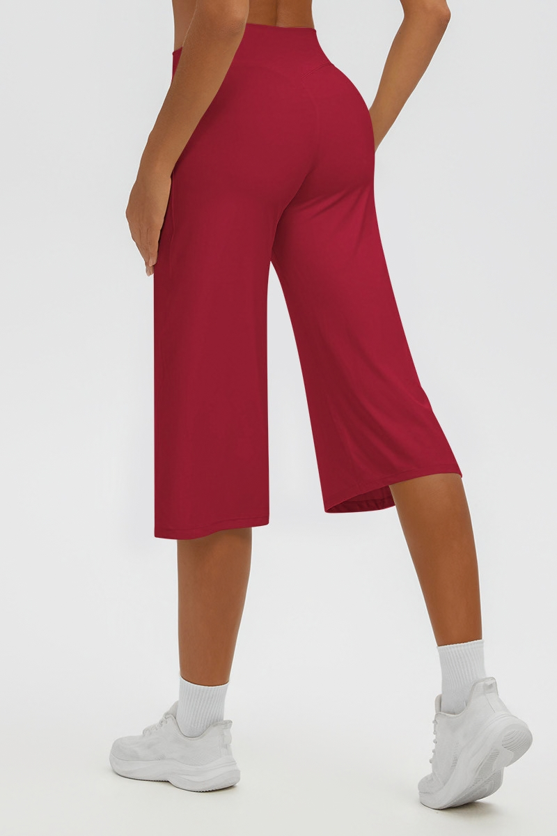 Women's Brushed Mid Waist Wide Leg Capri Yoga Pants