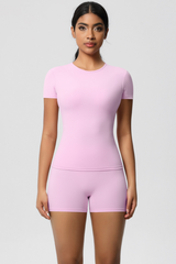 Women Yoga Set: Quick Dry Breathable Short Sleeve + Shorts