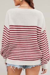 Women's Striped Color Block Oversized Knit Sweater