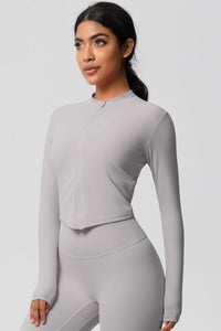 Women's round neck front zipper sports jacket