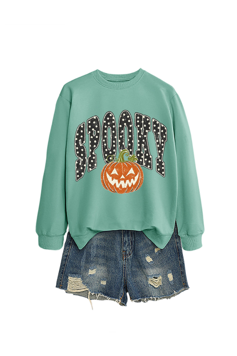 Women's Fall Pumpkin Polka Dot Halloween Multi‑Color Pullover