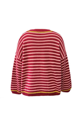 Women’s Winter Boho Striped Contrast Trim Knit Sweater