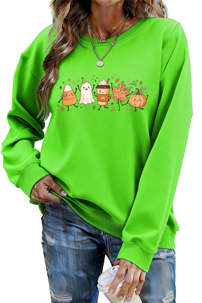 Women's Fall Halloween Graphic Soft Relaxed Sweatshirt