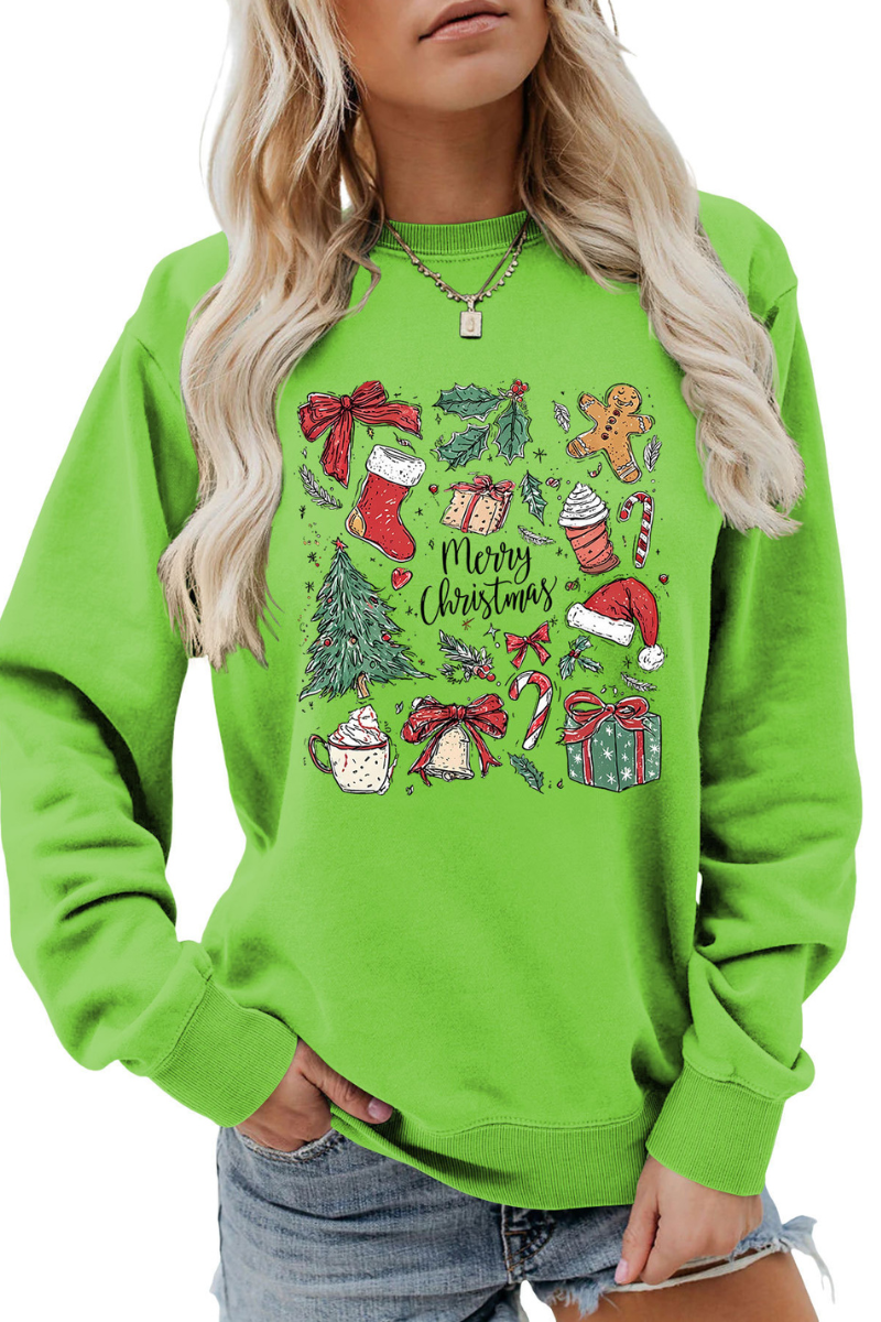 Women's Fall Merry Christmas Graphic Pullover