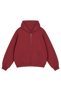 Unisex Fall Relaxed Drop Shoulder Full Zip Hooded Jacket