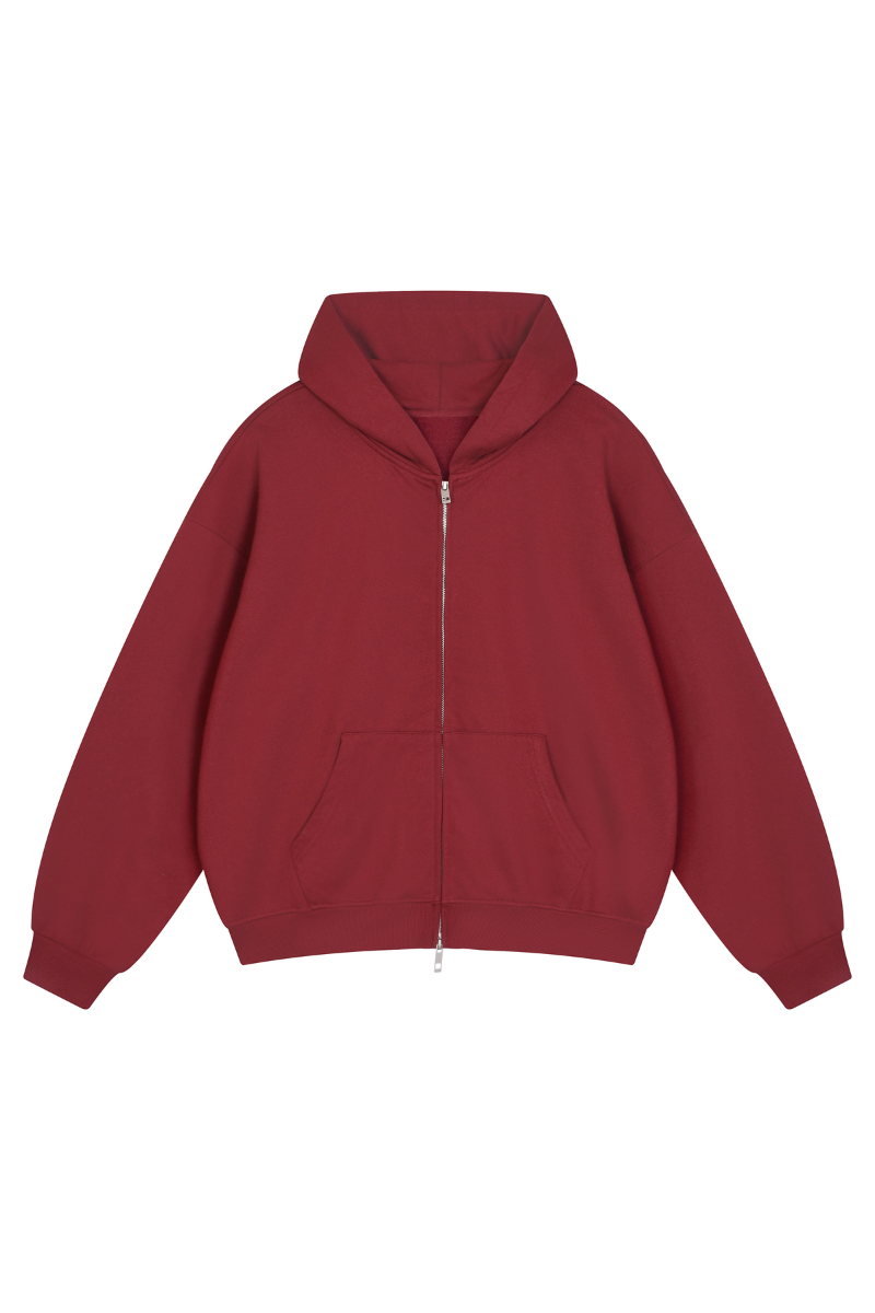 Unisex Fall Relaxed Drop Shoulder Full Zip Hooded Jacket