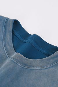 Unisex Fall 100% Cotton Washed  Loose Drop Shoulder Pullover