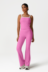 Women High-Waisted Bootcut Butt-Lifting Yoga Set: Vest + Flared Pants
