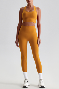 Women's Bare Feel  Cross Back Bra & High Waist Leggings Set