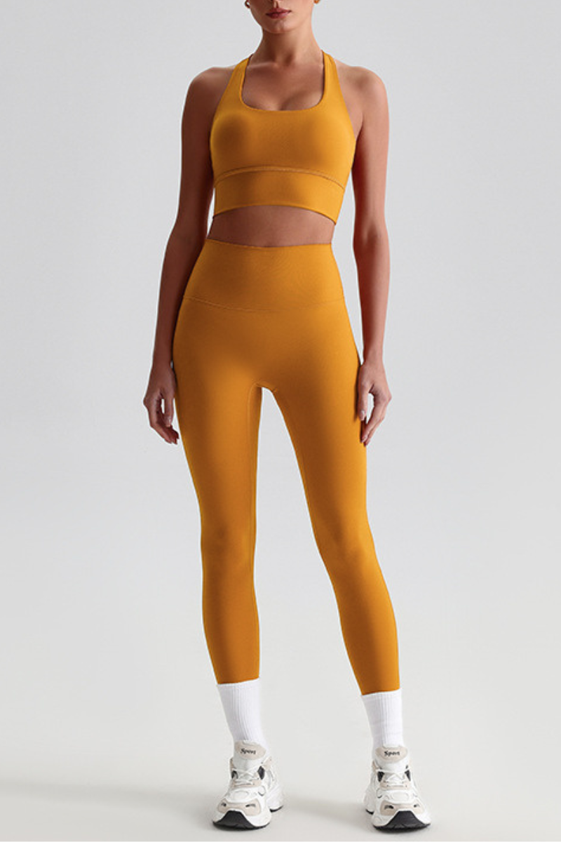 Women's Bare Feel  Cross Back Bra & High Waist Leggings Set