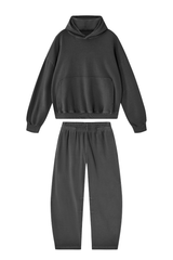 Women's 100% Cotton Fall Washed Hoodie & Curved Sweatpant Set