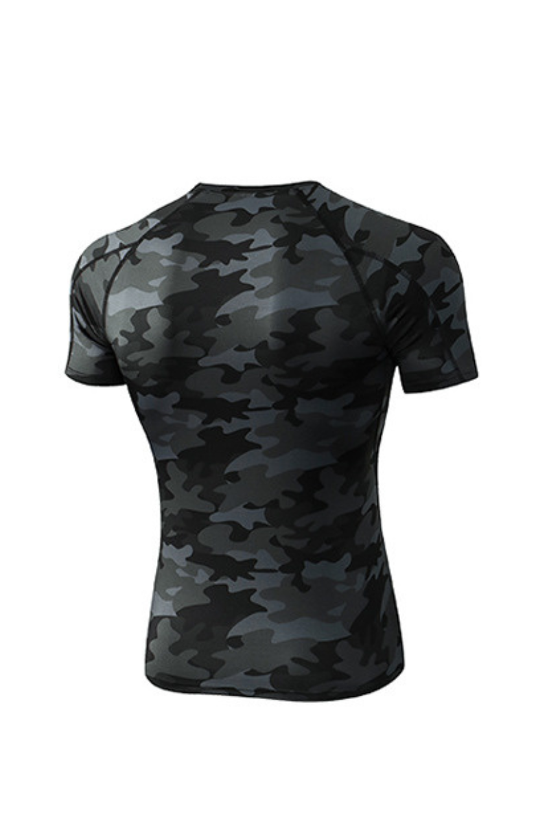 Men's High-Stretch Short Sleeve Camo Print Compression Tee