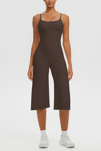 Women's Tank Top & Wide Leg Yoga Cropped Pants Set
