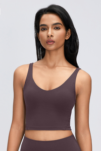 Women's Naked Feeling V Neck Padded Sports Yoga Bra
