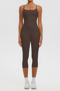 Women's Athletic Tank Top & High Waist Capri Leggings Set