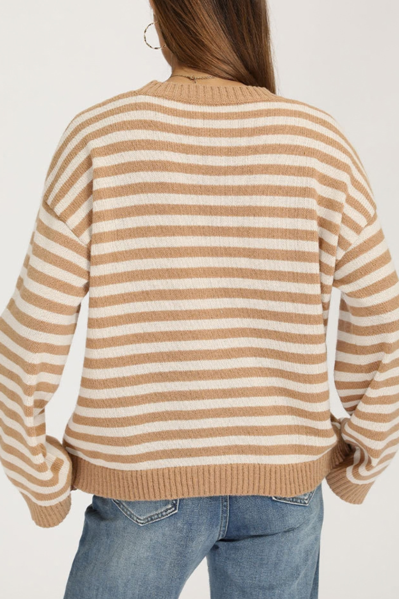 Women's Fall/Winter Knit Striped Knit Color Block Sweater
