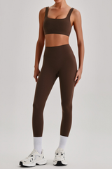Women's Wide Strap U-neck Bra & High Waist Yoga Leggings Set