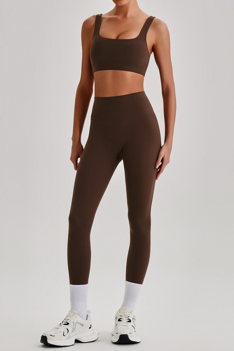 Women's Wide Strap U-neck Bra & High Waist Yoga Leggings Set