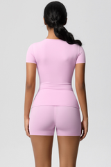 Women Yoga Set: Quick Dry Breathable Short Sleeve + Shorts