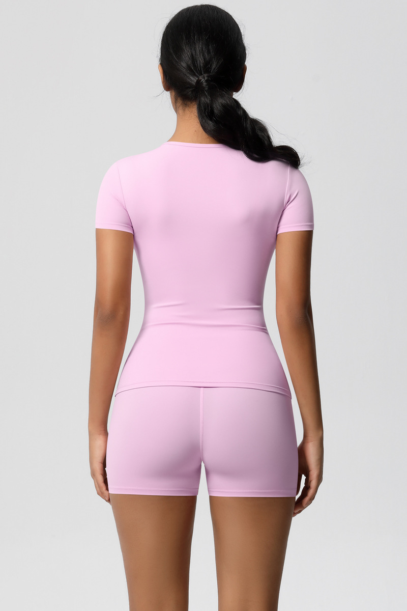 Women Yoga Set: Quick Dry Breathable Short Sleeve + Shorts