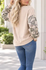 Women's Fall Color Block Camouflage Mockneck Sweatshirt
