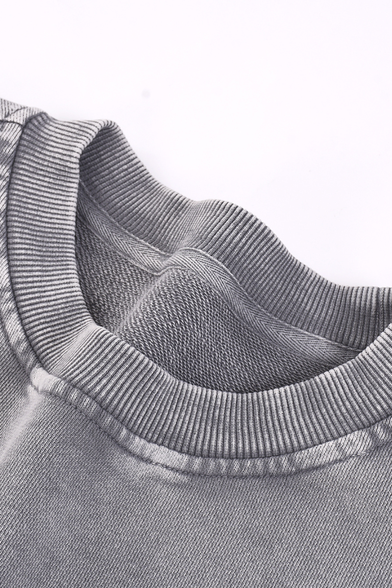 Unisex Fall 100% Cotton Snow Washed Crewneck Sweatshirt