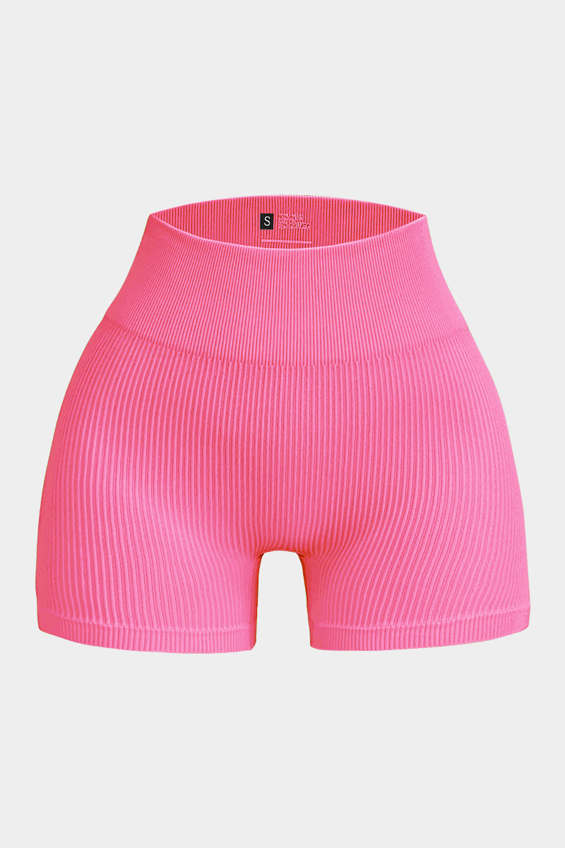 Women's Seamless Ribbed High-Waisted Biker Yoga Shorts