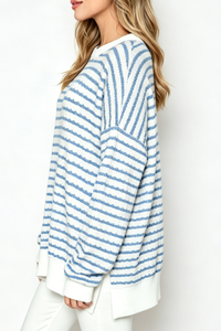 Women's Loungewear Winter Wavy Stripe Oversized Sweatshirt