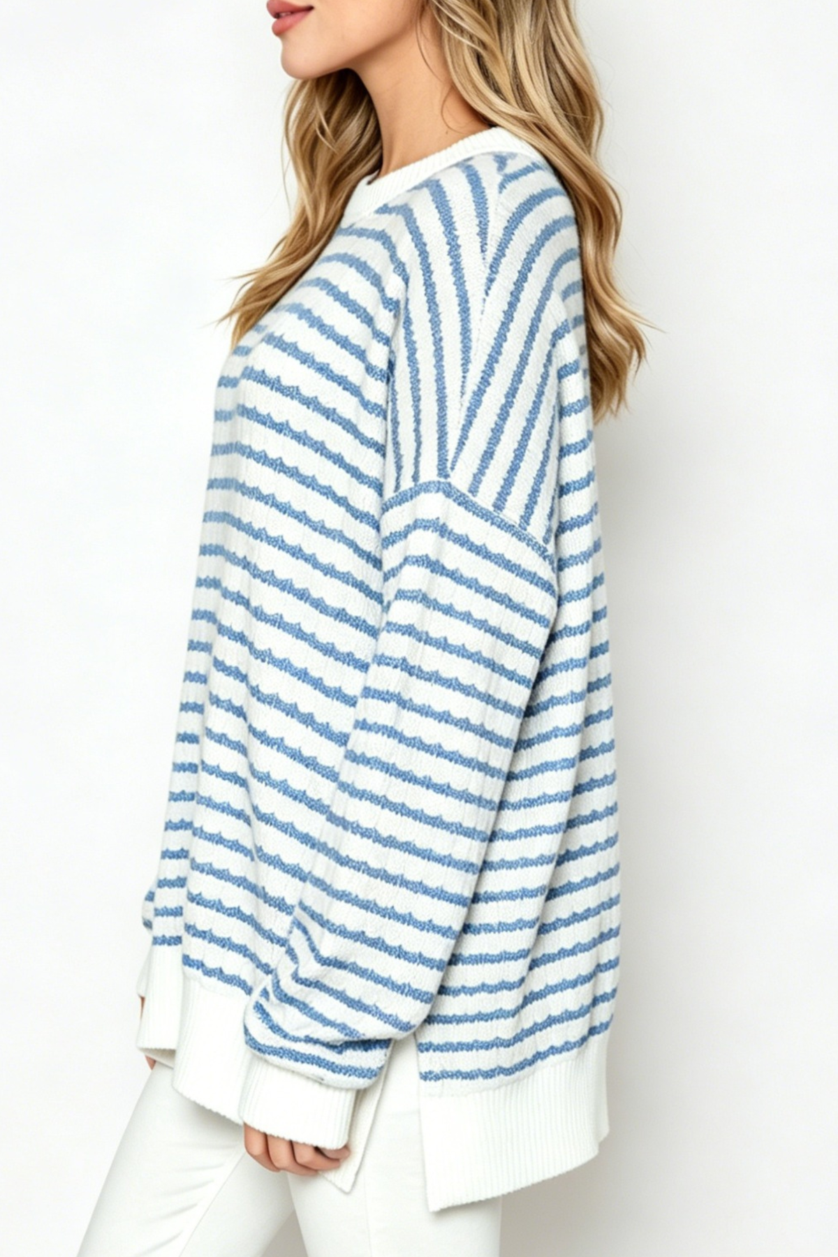 Women's Loungewear Winter Wavy Stripe Oversized Sweatshirt