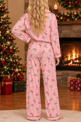Women's Candy Cane Long Sleeves Christmas Pajama Set