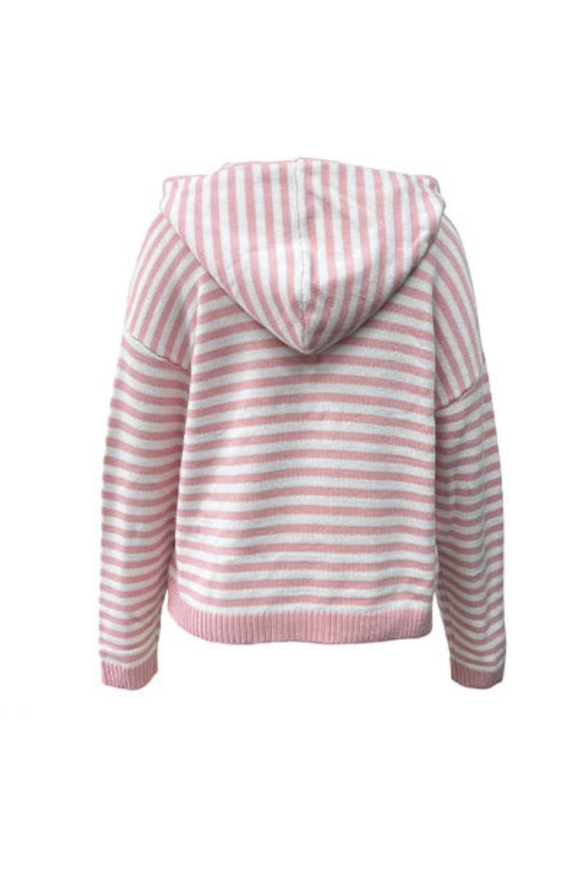 Women's Winter Striped Two-Way Zipper Hooded Knit Cardigan